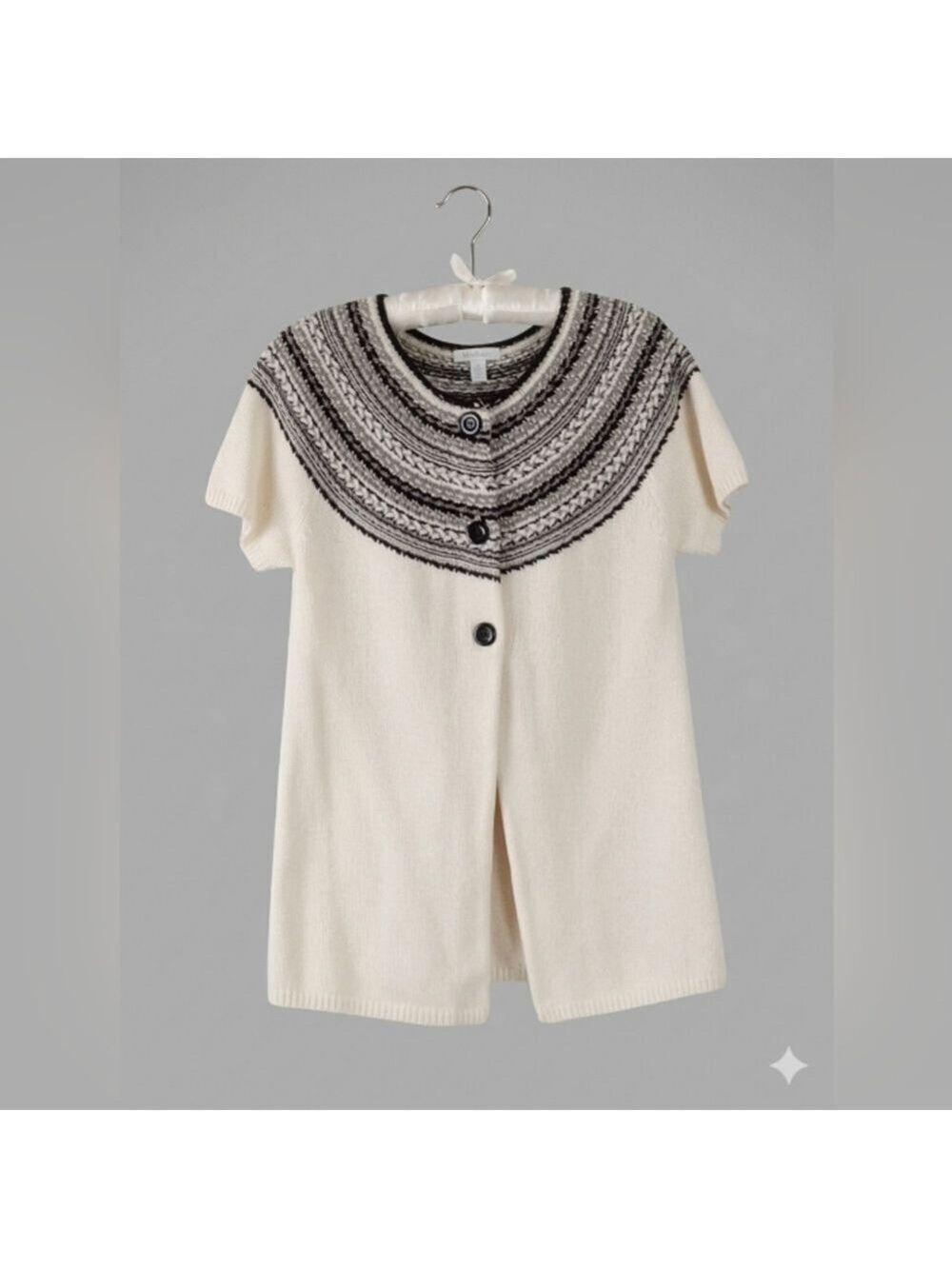 Charter Club Cardigan Black Silver Cream Size Medium